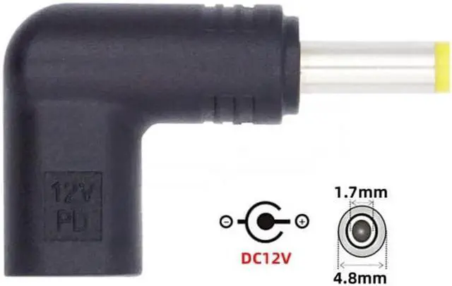 Alt view image 5 of 7 - JVFYI UC-090-4817MM USB 3.1 Type C USB-C Female to DC 12V 4.8x1.7mm Plug Adapter PD Emulator Trigger 90 Degree Angled