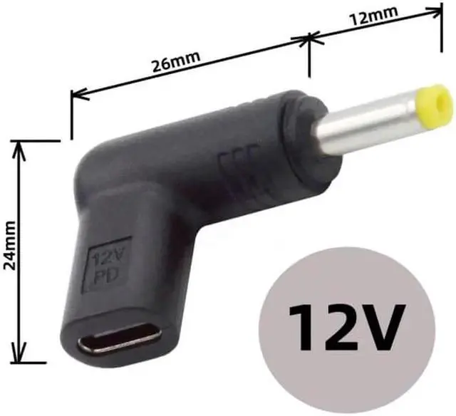 Alt view image 2 of 7 - JVFYI USB 3.1 Type C USB-C Female to DC 12V 4.8x1.7mm Plug Adapter PD Emulator Trigger 90 Degree Angled