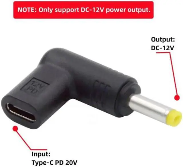 Alt view image 6 of 7 - JVFYI USB 3.1 Type C USB-C Female to DC 12V 4.0x1.7mm Plug Adapter PD Emulator Trigger 90 Degree Angled