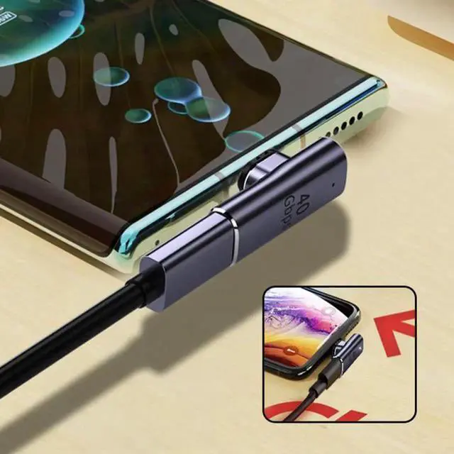 Alt view image 7 of 7 - JVFYI UC-026-UP 40Gbps USB4 Type C Male to Female 90 Degree Up Down Angled 100W Power Data 8K Video Adapter for Laptop Phone