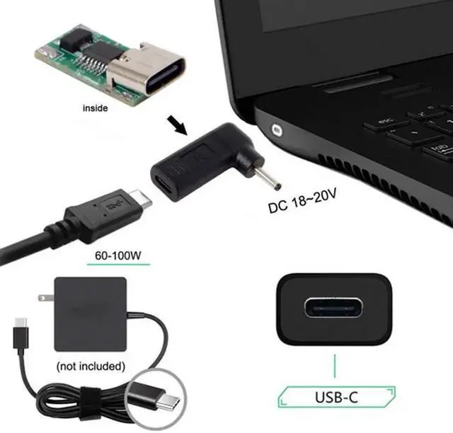Alt view image 5 of 5 - JVFYI UC-112-3011MM USB 3.1 Type C USB-C to DC 20V 3.0*1.1mm Adapter PD Emulator Trigger 90 Degree Angled