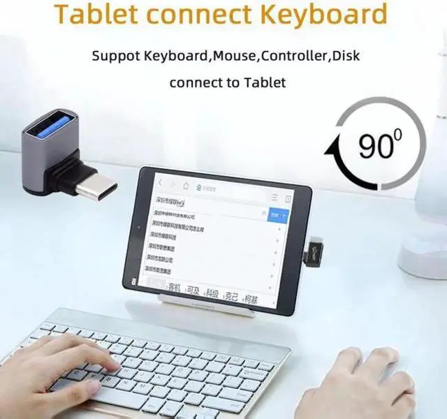 Alt view image 7 of 7 - JVFYI UC-035-UP Up Down Angled USB-C Type-C to USB 3.0 Female OTG Adapter 90 Degree for Laptop Tablet Phone