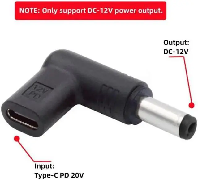 Alt view image 6 of 7 - JVFYI USB 3.1 Type C USB-C Female to DC 12V 5.5x2.1mm Plug Adapter PD Emulator Trigger 90 Degree Angled