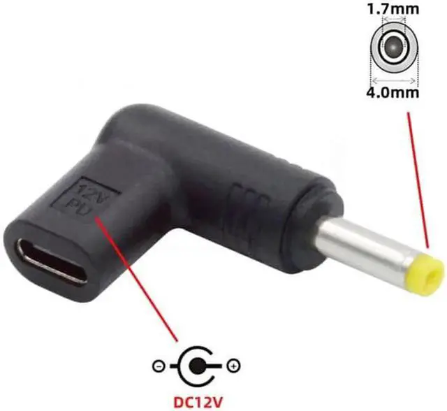 Alt view image 3 of 7 - JVFYI USB 3.1 Type C USB-C Female to DC 12V 4.0x1.7mm Plug Adapter PD Emulator Trigger 90 Degree Angled