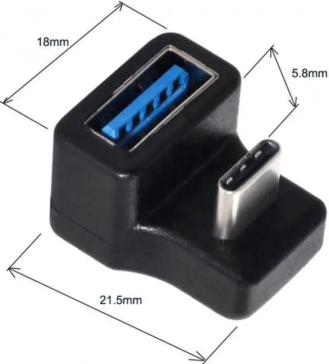 Alt view image 4 of 7 - JVFYI 180 Degree Up & Down Angled Type-C USB-C OTG to USB 5.0 Female Extension Adapter for Cell Phone & Tablet