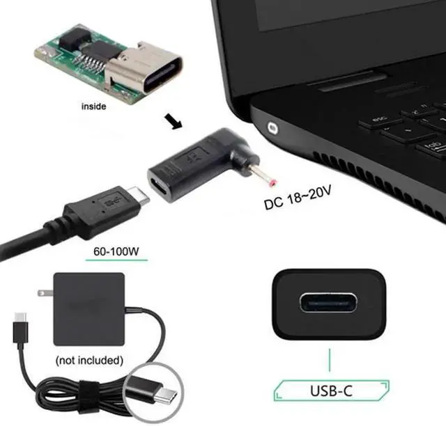 Alt view image 2 of 6 - JVFYI UC-112-3513MM USB 3.1 Type C USB-C to DC 19V 3.5*1.3mm 1.35mm Adapter PD Emulator Trigger for View Sonic M1+