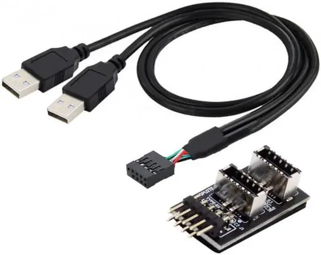 Main image of JVFYI U2-128+UC-022 Dual USB 3.1 Front Panel Socket Key-A Type-E to USB 2.0 Type-A9Pin 10Pin Mainboard Header Male Cable Extension Adapter