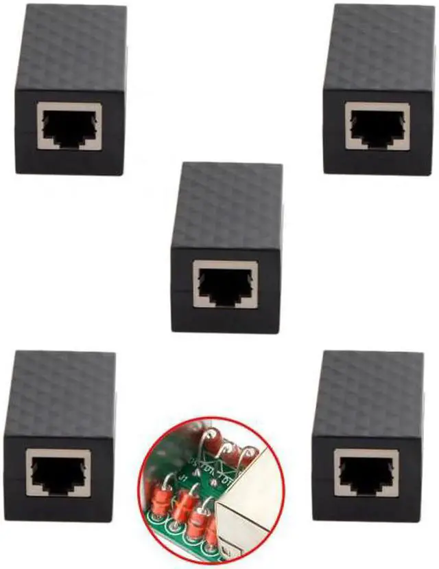 Alt view image 2 of 7 - JVFYI UT-013-5PCS 5pcs/lot Lightning Protection RJ45 UTP STP CAT6 CAT5e Female to Female Network Lan Adapter Extender