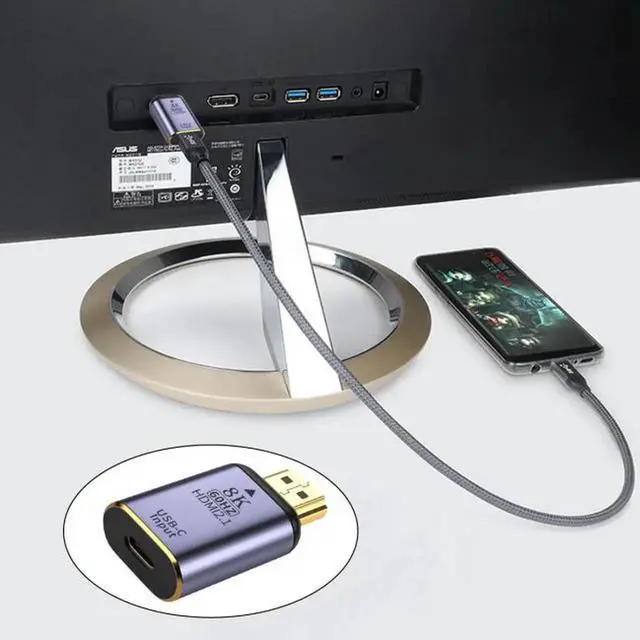 Alt view image 7 of 7 - JVFYI USB-C Type C Female Source to HDMI Sink HDTV Adapter 8K@60hz 4K@120hz for Tablet Phone Laptop