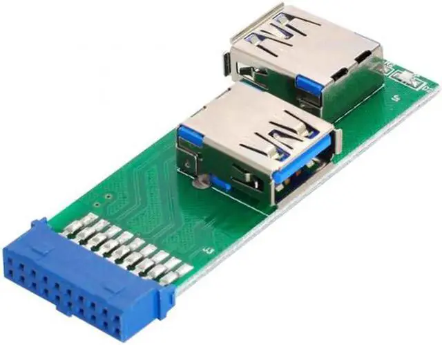 Alt view image 2 of 6 - JVFYI U3-071 Dual Side USB 3.0 A Type Female to Motherboard 20Pin 19 Pin Box Header Slot Adapter PCBA with LED