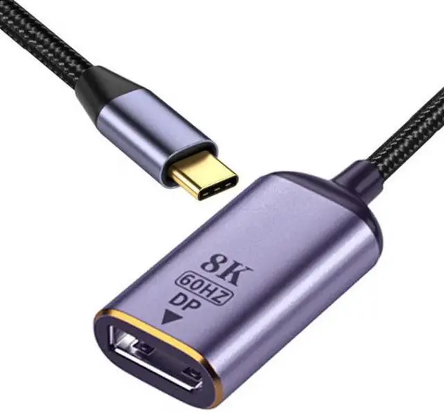 Alt view image 2 of 7 - JVFYI UC-006-D8K USB4 USB-C Type-C Source to Displayport DP Female Cable Display 8K 60HZ UHD 4K Monitor Displays