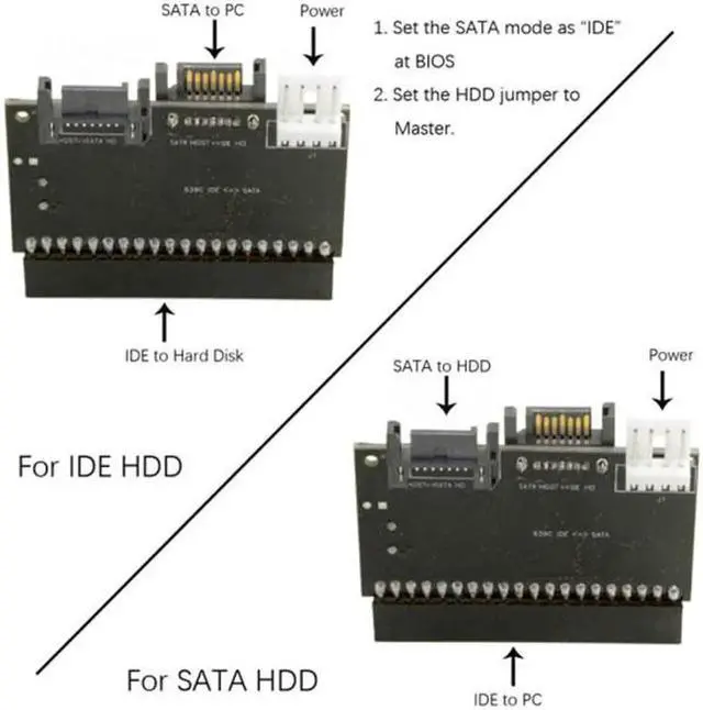 Alt view image 6 of 7 - JVFYI SA-101 IDE 100 133 PATA to Dual Serial SATA 7PIN Adapter Reversible Converter for Hard Disk Drive