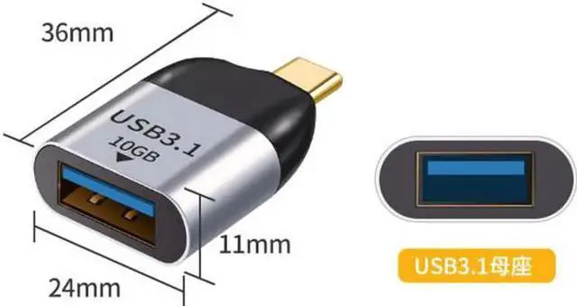 Alt view image 2 of 7 - JVFYI UC-220-OTG USB 3.1 Type C Male Host to USB3.0 Type A Female OTG Data 10Gbps Adapter for LaptopPhone