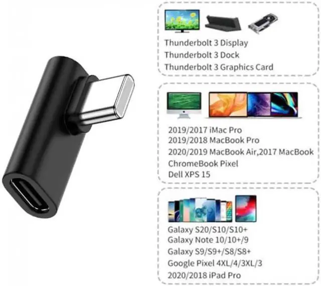 Alt view image 2 of 7 - JVFYI Low Profile 90 Degree Right & Left Angled USB 3.1 Type-C Male to Female Extension Adapter for Laptop & Tablet & Phone