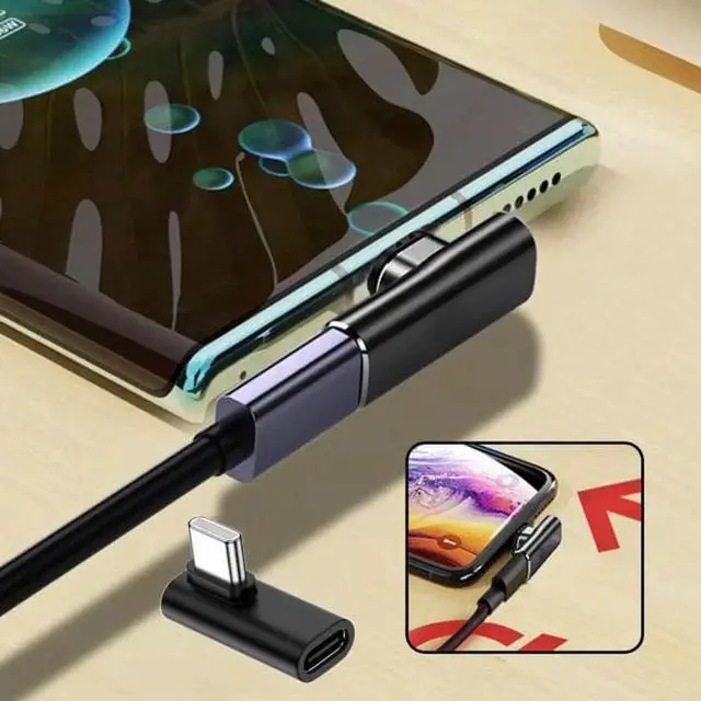 Alt view image 5 of 7 - JVFYI Low Profile 90 Degree Right & Left Angled USB 3.1 Type-C Male to Female Extension Adapter for Laptop & Tablet & Phone