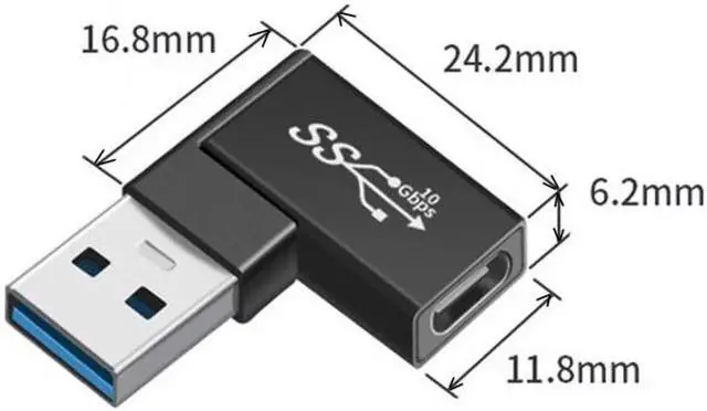 Alt view image 7 of 7 - JVFYI UC-081 3pcs/lot Angled 90 Degree USB 3.1 Type C Male Female to USB3.0 Type A Female OTG Data 10Gbps Adapter