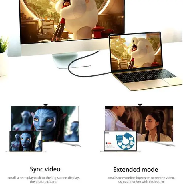 Alt view image 2 of 7 - JVFYI USB 3.1 Type C USB-C Source to Mini DisplayPort DP Displays Male 4K Monitor Cable for Laptop 1.8m