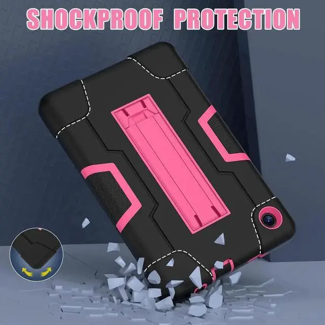 Alt view image 3 of 7 - JVFYI Protective Case For TCL Tab 8 LE Model 9137W) / TCL Tab 8 WiFi Model 9132X, Shockproof Cover with Kickstand + Universal Stylus Pen Rose Red