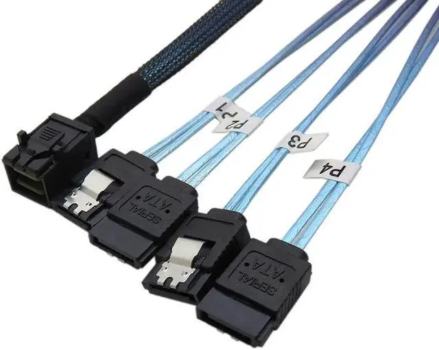 Alt view image 5 of 6 - JVFYI Internal 12G HD Mini SAS SFF-8643 to 4 x SATA Cable Hard Drive Cable,HD Mini SAS Host/Controller to 4 SATA Target/Backplane