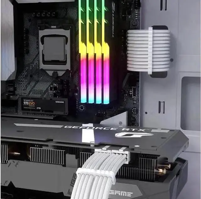 Alt view image 6 of 6 - JVFYI White PSU Extension Cable Kit,Custom Sleeved Power Supply Cable Mod for PC Build 18AWG 24Pin ATX /8 (4+4) Pin EPS CPU Cable /8 (6+2) Pin PCI-E GPU PSU Cables 6PCS with Cable Comes