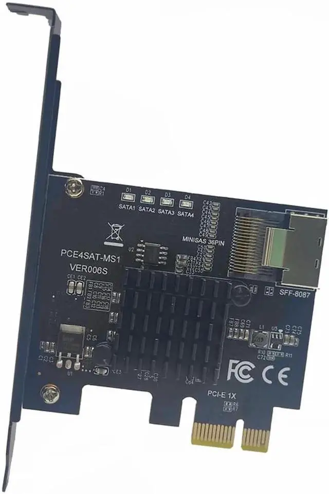 Alt view image 2 of 6 - JVFYI PCIE to Mini SAS SFF-8087 Expansion Card Support 4 Port SATA 3.0 6Gbps HDD SSD SFF8087 to PCI Express X1 Adapter SATA Controller N/A