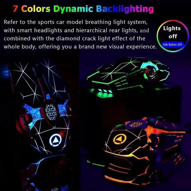 Alt view image 5 of 7 - JVFYI Silent Gaming Mouse USB Wired [3200 DPI] [Breathing Light] Ergonomic Game USB Computer Mice RGB Gamer Desktop Laptop PC Gaming Mouse, 7 Buttons for Windows 7/8/10/XP Vista Linux (Black)