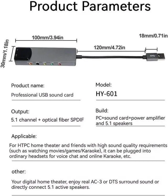 Alt view image 5 of 6 - JVFYI External Audio Converter Aluminium Alloy USB Audio Adapter 7.1 5.1 Channel External Audio Card SPDIF Optical for Laptop Desktop Sound Blaster AE-9
