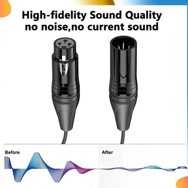 Alt view image 2 of 4 - JVFYI XLR Cable XLR 3-Pin Male To Female Mic Cable Audio Adapter Cord For Microphone Mixer Speaker Amplifier