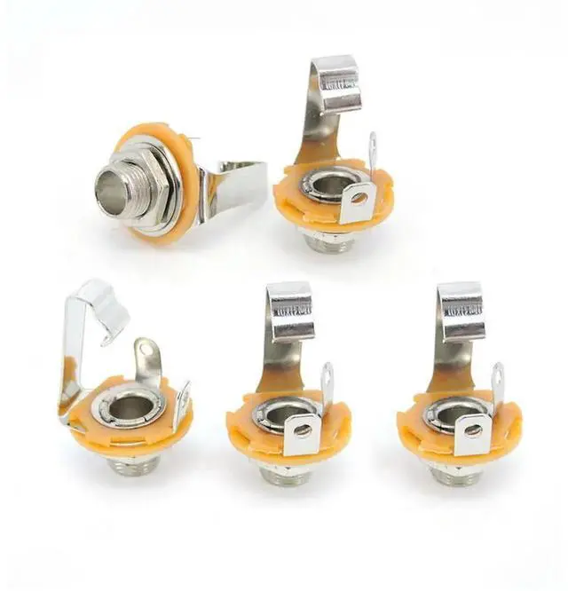 Alt view image 2 of 3 - JVFYI 5x 6.35mm 1/4" Female Panel Mount power socket 6.5 2 pin Pole Mono Audio cable Jack plug Connector Chassis Solder Adapter E