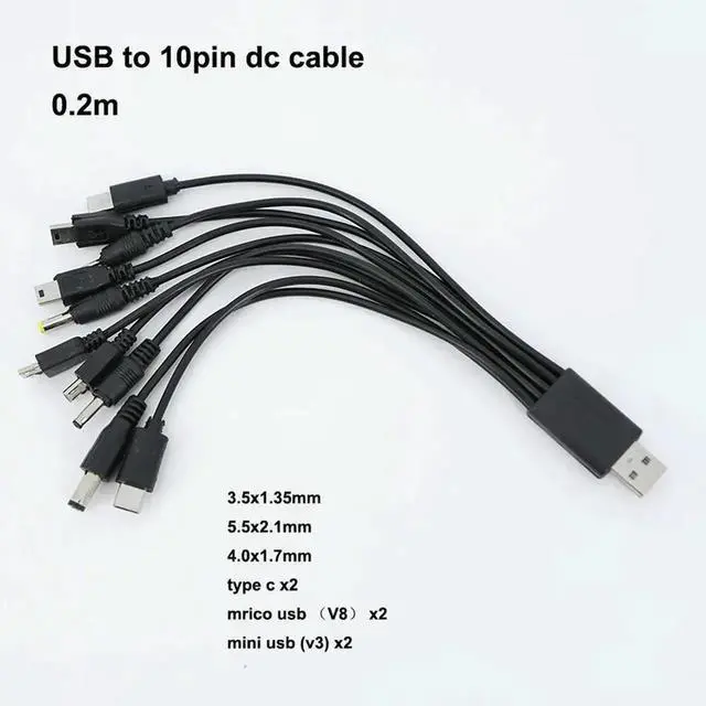 Alt view image 3 of 3 - JVFYI 20cm 10 in 1 Micro USB DC Mobile Phone Charger Adapter Plug Usb power charging Cable Wire Cord for Phone Universal L1
