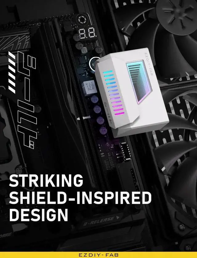 Alt view image 6 of 6 - JVFYI Shield 24-Pin Angle Adapter with Infinity Mirror ARGB Light,ATX 24 Pin Power Connector, 5V 3pin ARGB Sync-180 Degree-White-1 Pack