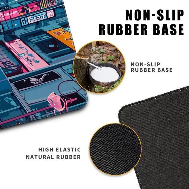 Alt view image 5 of 7 - JVFYI Japanese Mouse Pad Desk Pad 80s City Desk Decor Mat, Large Gaming Mouse Pad for Desk Computer Keyboard Laptop, Desk Decor Home Office Accessories (31.5x11.8 in)-with Stitched Eges Pad