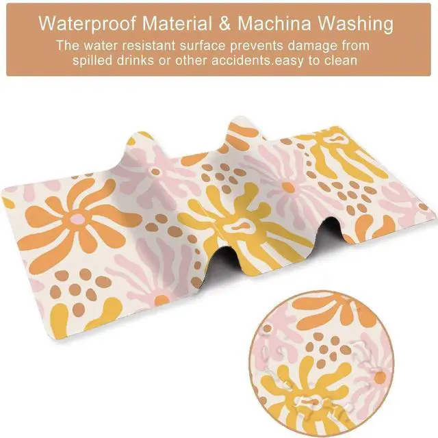 Alt view image 6 of 7 - JVFYI Desk Mat Mouse Pad Protector, Large Gaming Non Slip Computer Laptop Desk Blotter, Stitched Edges Keyboard Mouse Mat Desk Pad, 35.4" x 15.7" Extended Mousepad Home Office, Pink Orange Flowers