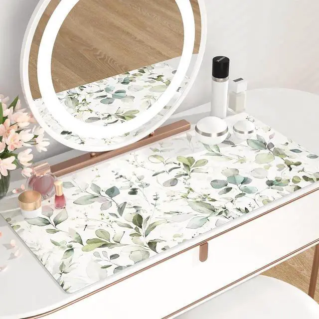 Alt view image 5 of 7 - JVFYI Large Mouse Pad, Extended Desk Mat for Desktop, PU Leather Waterproof Gaming Mousepad, Computer Desk Accessories Protector Writing Pads for School Office Home 31.5" x 15.7" - Soft Green Foliage