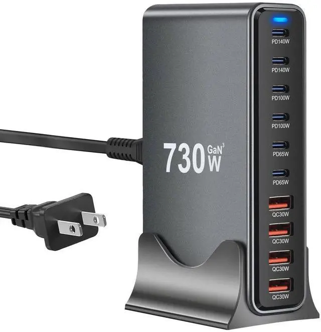 Main image of JVFYI 730W USB C Charger Block, 10 Port Fast USB Charging Station for Multi Devices, GaN Charging Block Double 140W/100W/65W PD PPS Port Laptop Charger Compatible with MacBook Pro/Air/iPhone 16/15