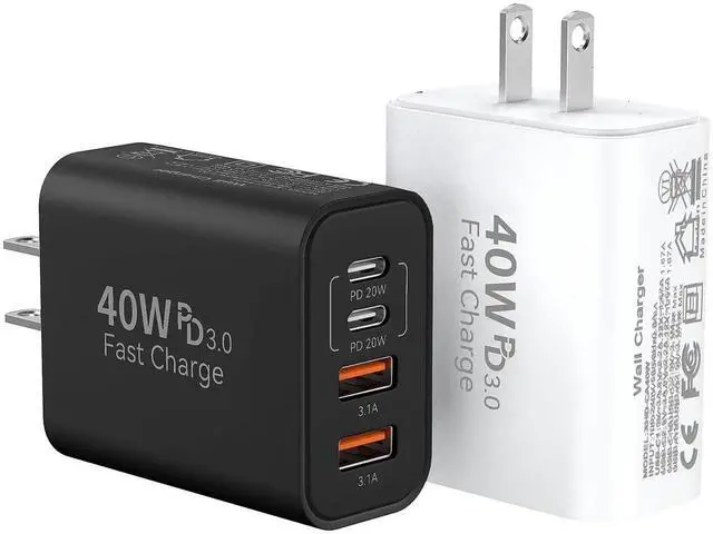 Main image of JVFYI USB C Fast Charger Block,40W 4Port iPhone 17 Type C Charger Fast Charging Block PD Power Adapter+QC3.0 USB A Wall Charger Plug Type C Brick for iPhone 17/16/15/14/13Pro Max/iPhone Samsung,2Pack