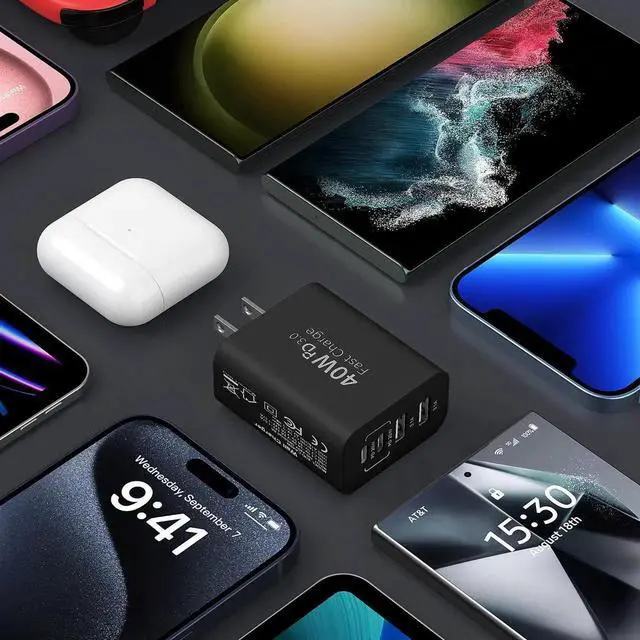 Alt view image 4 of 7 - JVFYI USB C Fast Charger Block,40W 4Port iPhone 17 Type C Charger Fast Charging Block PD Power Adapter+QC3.0 USB A Wall Charger Plug Type C Brick for iPhone 17/16/15/14/13Pro Max/iPhone Samsung,2Pack