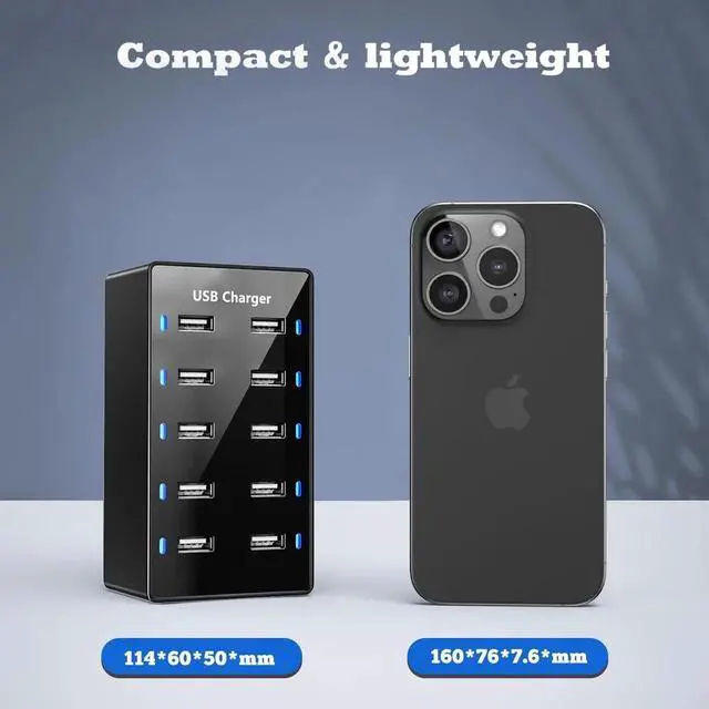 Alt view image 6 of 7 - JVFYI Multiple USB Charger, 10 Port USB Charging Station, Charging Station for Multiple Devices, Charger Block for iPhone 13/14/15/16/Samsung S24/S25 Ultra/Google/iPad/iPod