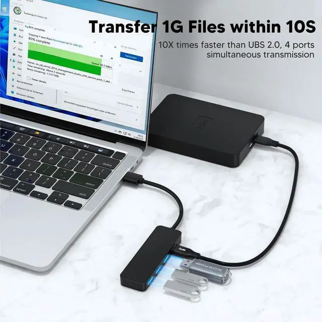 Alt view image 6 of 7 - JVFYI 4 Port USB 3.0 Hub,USB Hub Splitter,Suitable for laptops Windows Linux,PC,Xbox, Flash Drives, Hard Drives, Consoles and Printers.