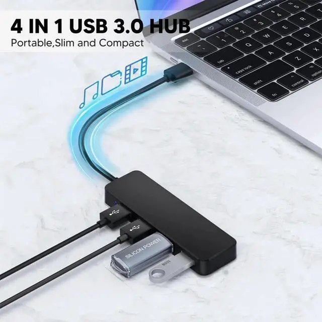 Alt view image 2 of 7 - JVFYI 4 Port USB 3.0 Hub,USB Hub Splitter,Suitable for laptops Windows Linux,PC,Xbox, Flash Drives, Hard Drives, Consoles and Printers.