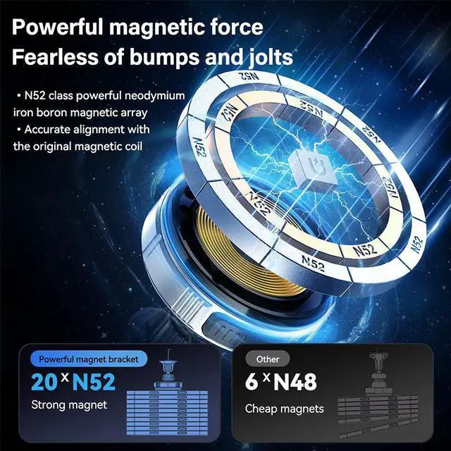 Alt view image 4 of 5 - JVFYI Portable Retractable Type-C Fast Charger Magnetic Car Phone Holder 15W Wireless Charger for iPhone