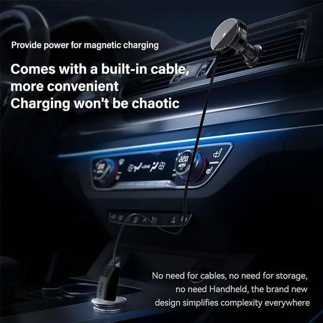 Alt view image 2 of 5 - JVFYI Portable Retractable Type-C Fast Charger Magnetic Car Phone Holder 15W Wireless Charger for iPhone