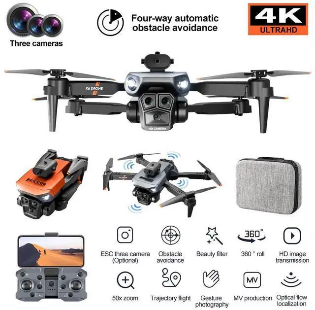 Alt view image 2 of 5 - JVFYI 4k Hd Collapsible Miniature Drone Aerial Photography Camera and Gps Drone 360 Camera Obstacle Avoidance Drone Orange