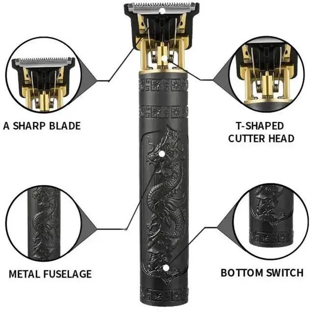 Alt view image 3 of 5 - JVFYI Men's Rechargeable ABS Razor Clipper Shaver for Adult Haircut-Vintage Style Home/Barber Shop USB Charging Gold