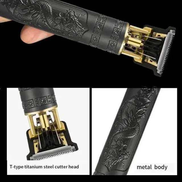 Alt view image 4 of 5 - JVFYI Men's Rechargeable ABS Razor Clipper Shaver for Adult Haircut-Vintage Style Home/Barber Shop USB Charging Gold