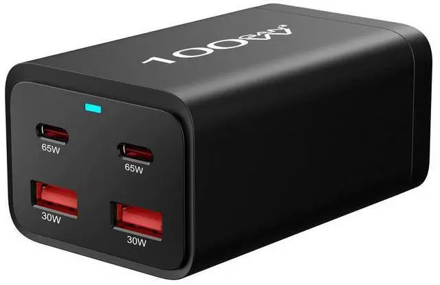 Alt view image 3 of 6 - JVFYI 100W 4-Port GaN Desktop Charger with QC4.0/PD & OTP Protection - Fast USB Wall Charger for Laptop, MacBook, Android Phones 100w-eu