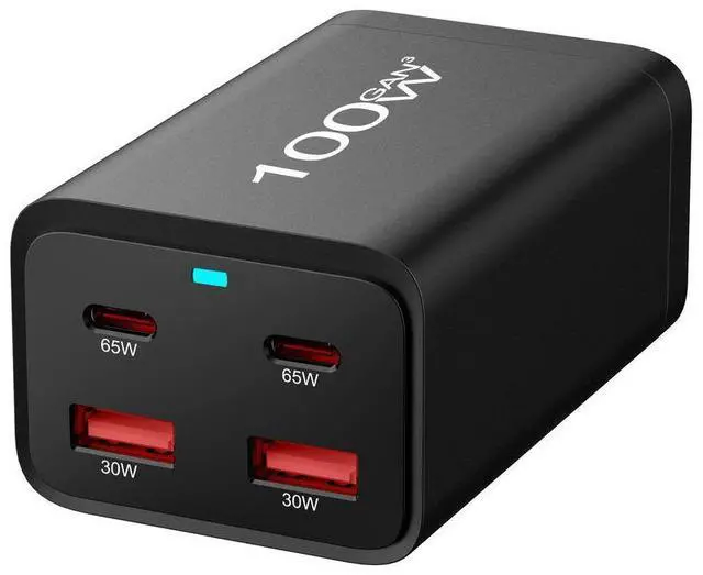 Alt view image 4 of 6 - JVFYI 100W 4-Port GaN Desktop Charger with QC4.0/PD & OTP Protection - Fast USB Wall Charger for Laptop, MacBook, Android Phones 100w-eu