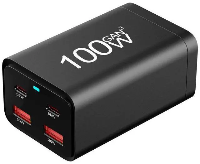 Alt view image 2 of 6 - JVFYI 100W 4-Port GaN Desktop Charger with QC4.0/PD & OTP Protection - Fast USB Wall Charger for Laptop, MacBook, Android Phones 100w-eu