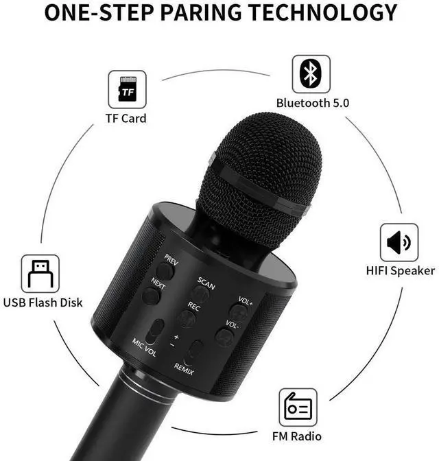 Alt view image 3 of 6 - JVFYI Portable Handheld Wireless Karaoke Microphone Speaker Microphone for Kids Music Player Singing Recorder KTV Gold