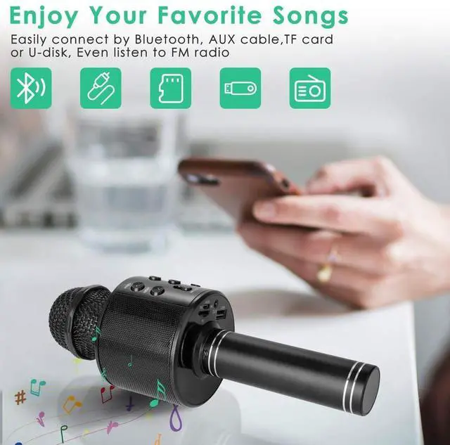 Alt view image 2 of 6 - JVFYI Portable Handheld Wireless Karaoke Microphone Speaker Microphone for Kids Music Player Singing Recorder KTV Gold